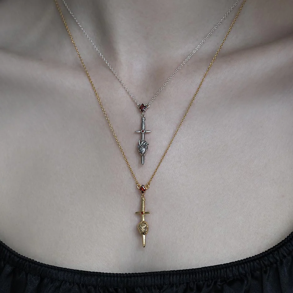 ALL MY HEART. Sword & Heart Necklace - Gold - Image 2