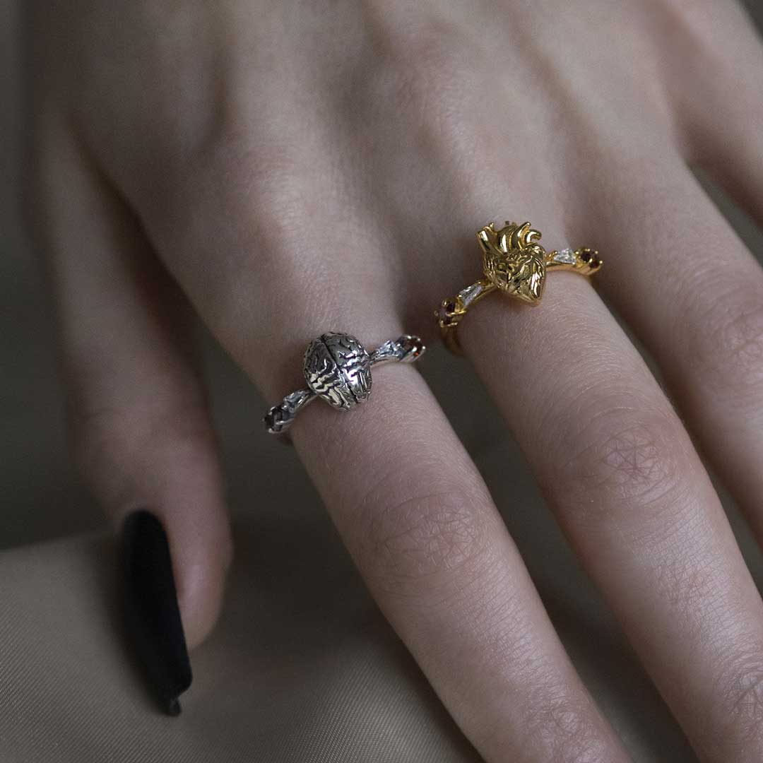 ALL MY MIND. Anatomical Brain Ring - Silver - Image 3