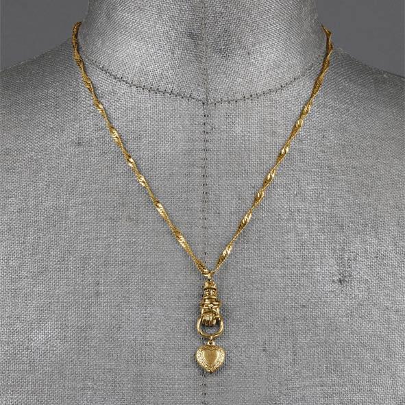 ALL OF ME. Hand Grasping Heart Necklace - Gold - Image 3
