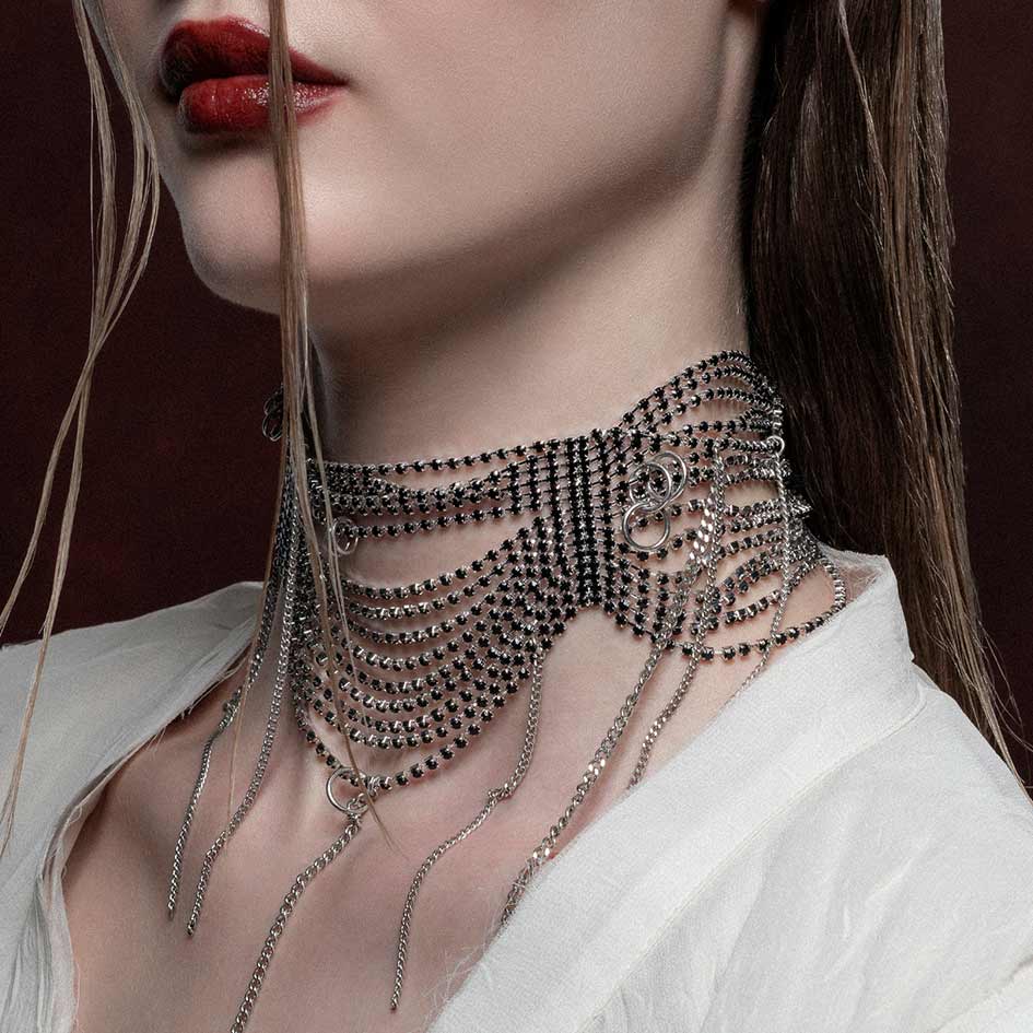 ALLURE. Dazzle Chain Drop Choker - Silver - Image 2