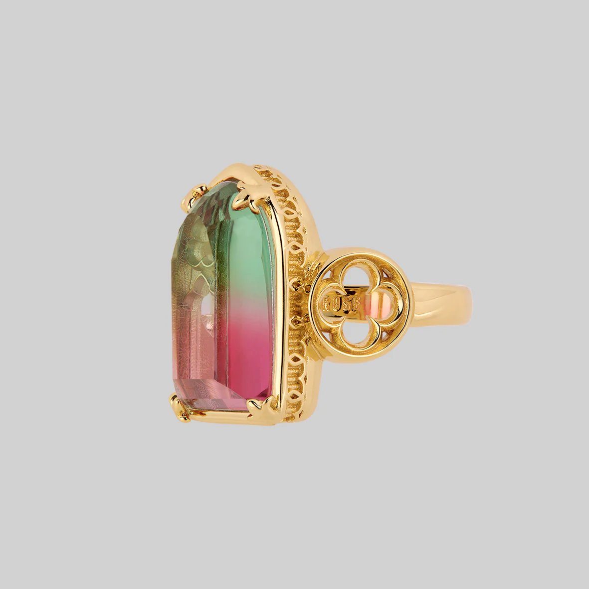 ALTAR. Gothic Arch Tourmaline Glass Ring - Gold - Image 3