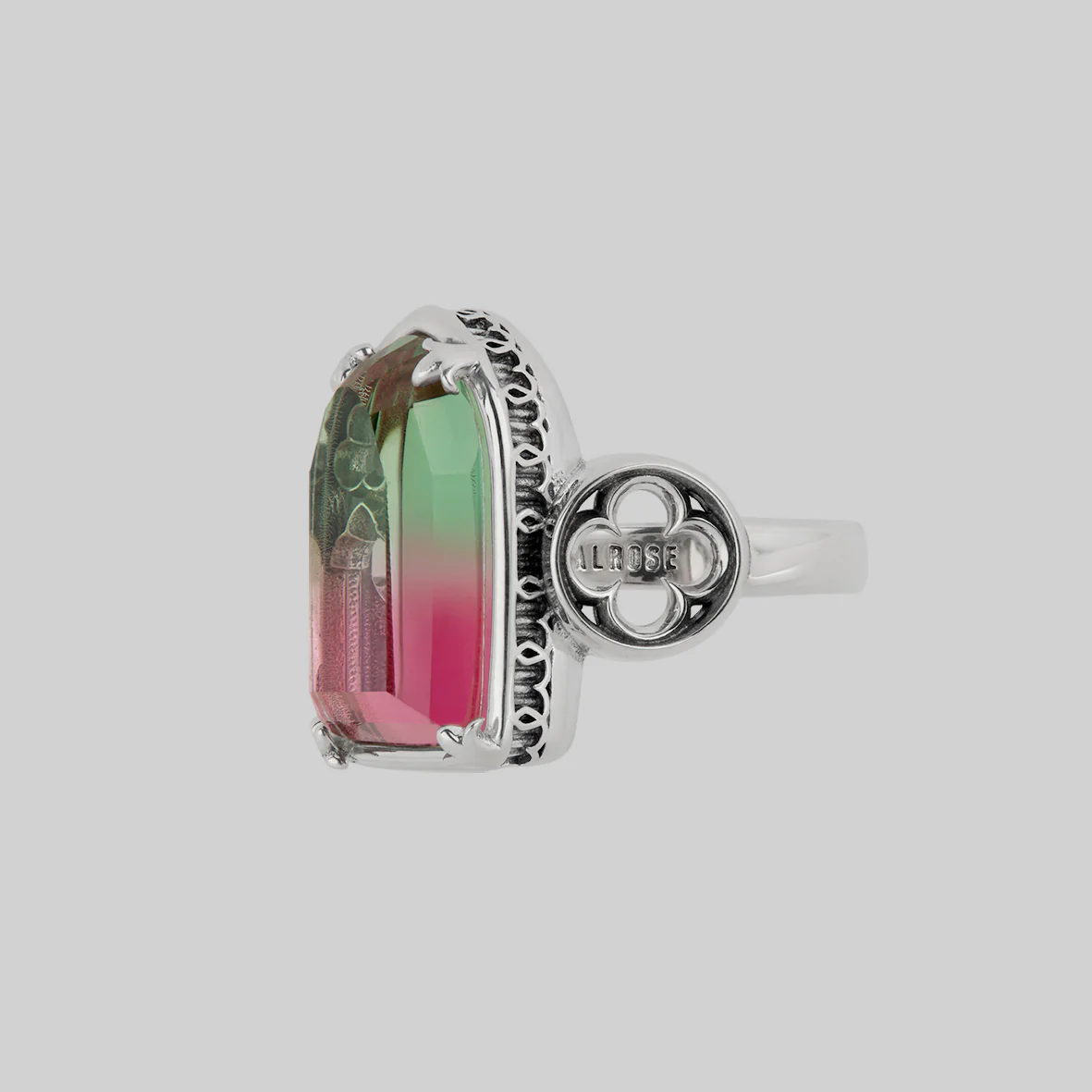 ALTAR. Gothic Arch Tourmaline Glass Ring - Silver - Image 3