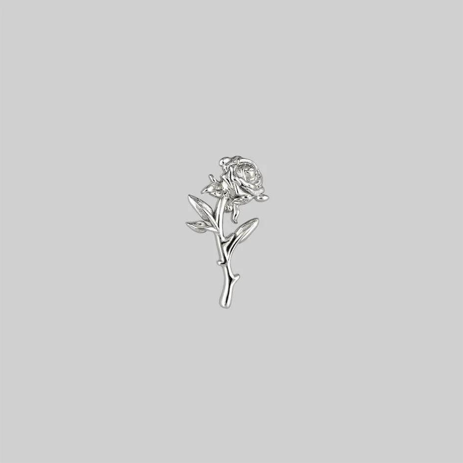 AMOR. Silver Rose Stem Stud Earring - Helix/Tragus - Image 4