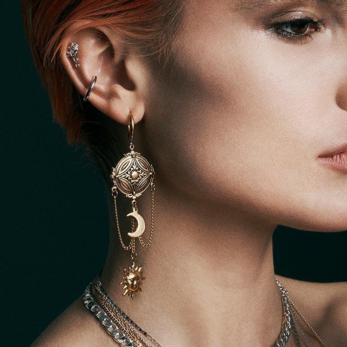 AMOR. Silver Rose Stem Stud Earring - Helix/Tragus - Image 5
