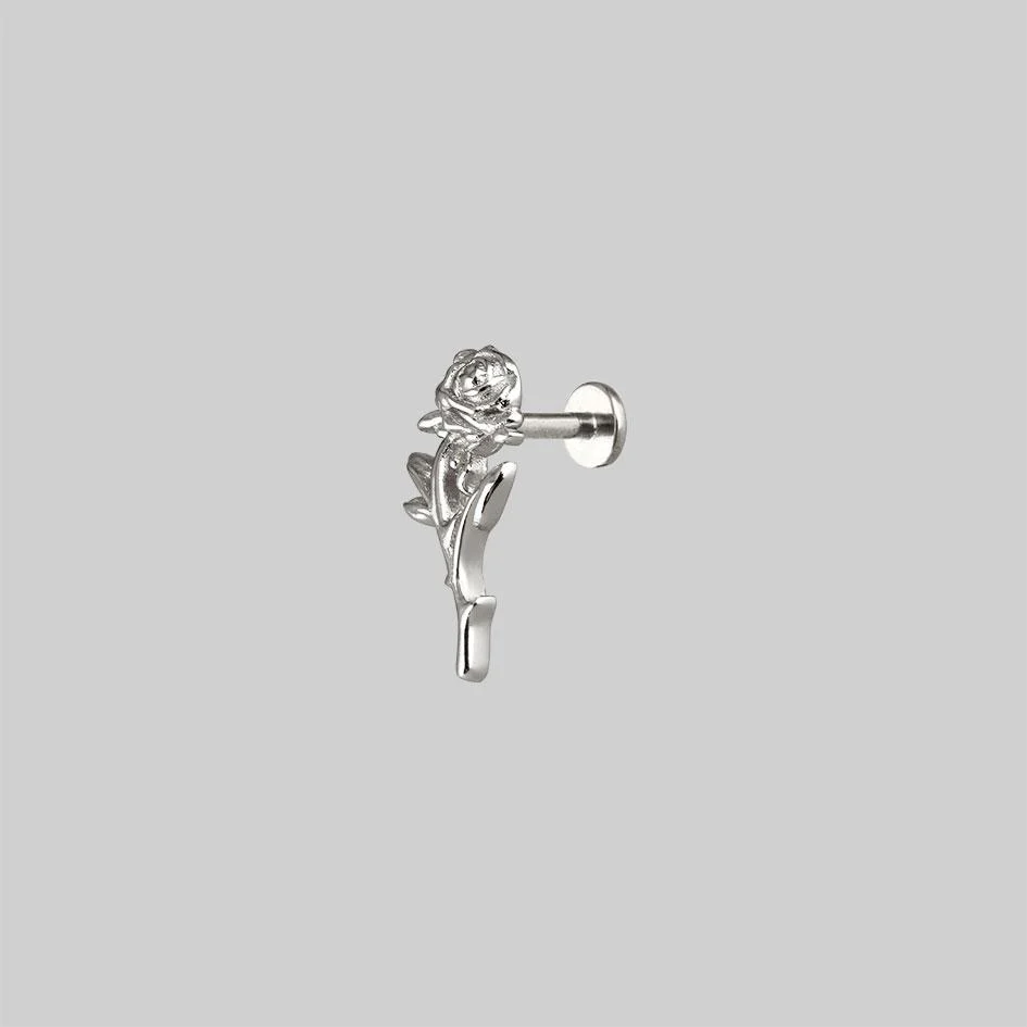 AMOR. Silver Rose Stem Stud Earring - Helix/Tragus - Image 6