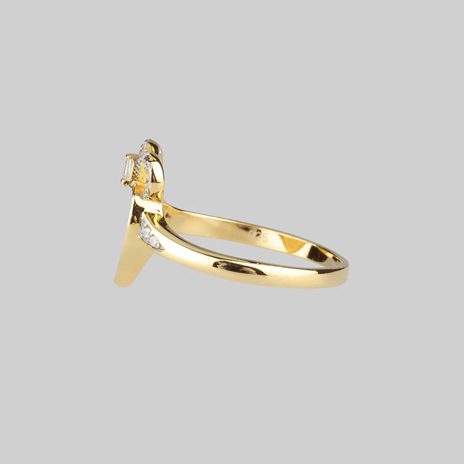 ANONYMITY. Lover's Eye & Cubic Zirconia Heart Ring - Gold - Image 3