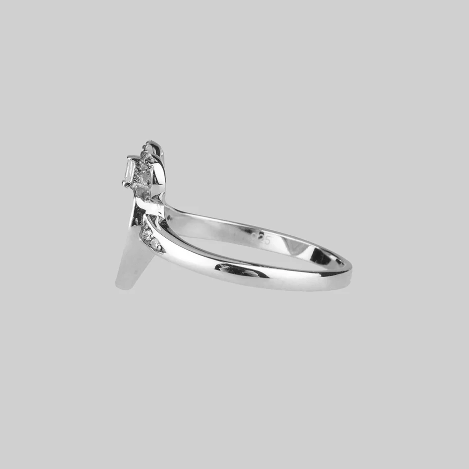 ANONYMITY. Lover's Eye & Cubic Zirconia Heart Ring - Silver - Image 2
