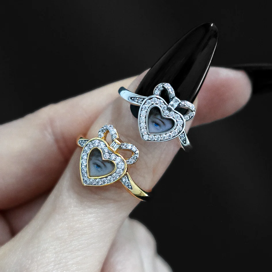 ANONYMITY. Lover's Eye & Cubic Zirconia Heart Ring - Silver - Image 4