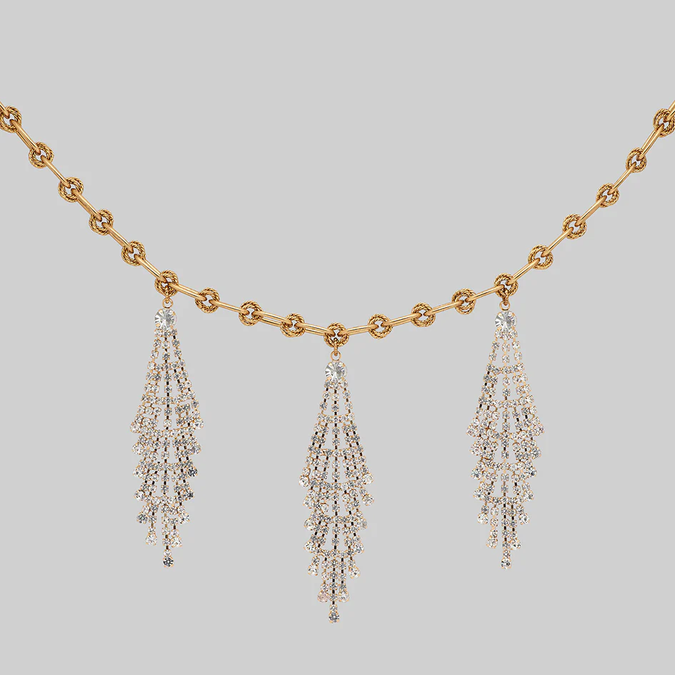 ANTOINETTE. Dazzle Chain Drop Collar - Gold - Image 2