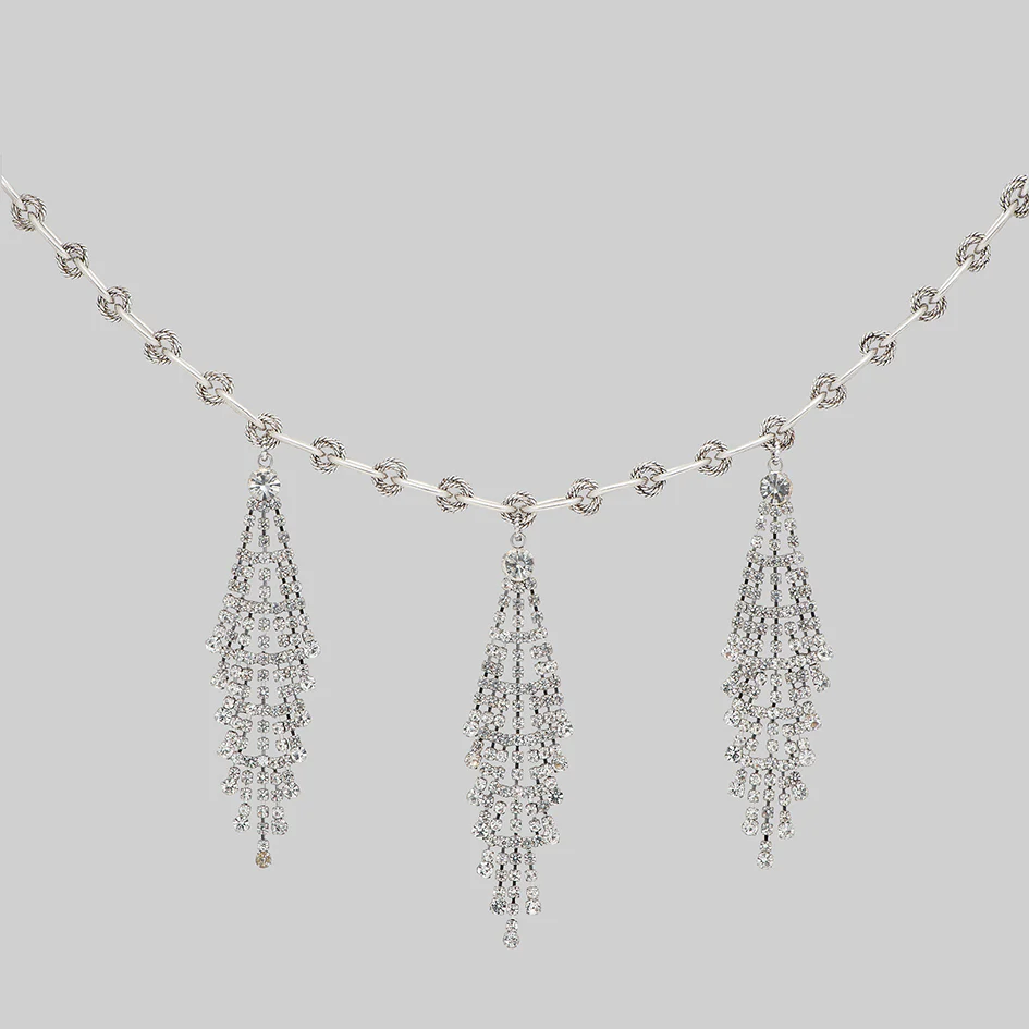 ANTOINETTE. Dazzle Chain Drop Collar - Silver