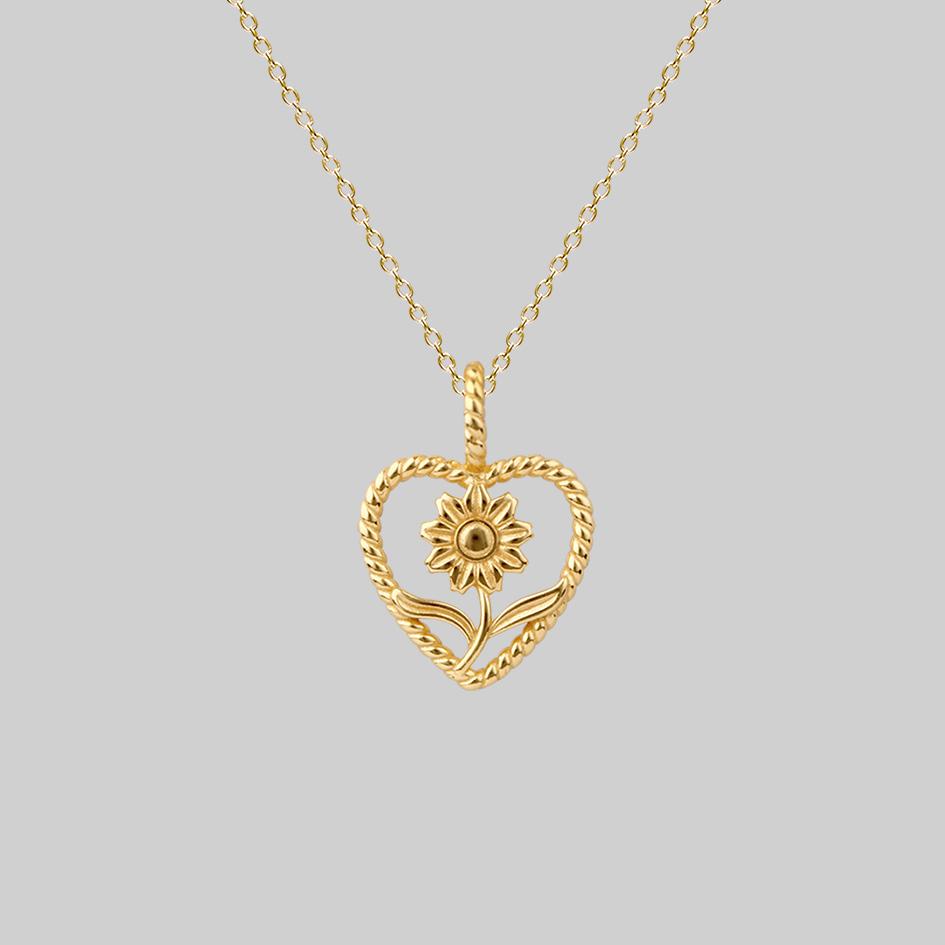 APRIL. Sunflower Heart Necklace - Gold - Image 2