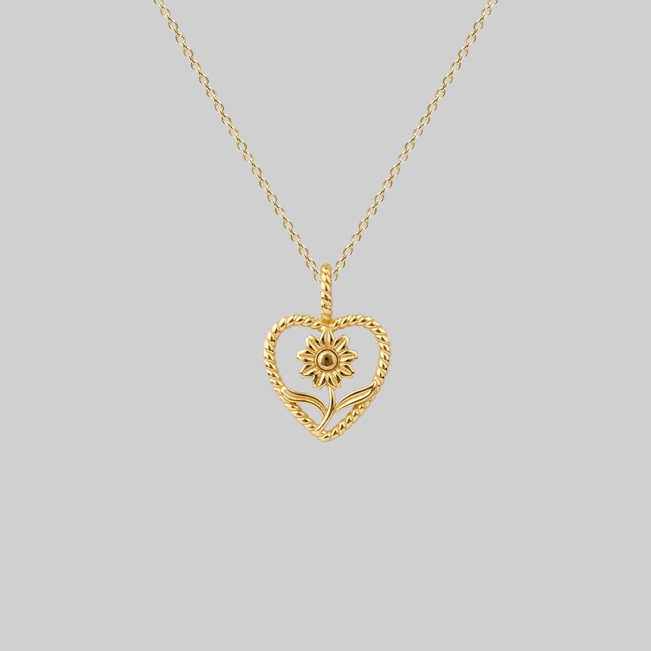 APRIL. Sunflower Heart Necklace - Gold - Image 3