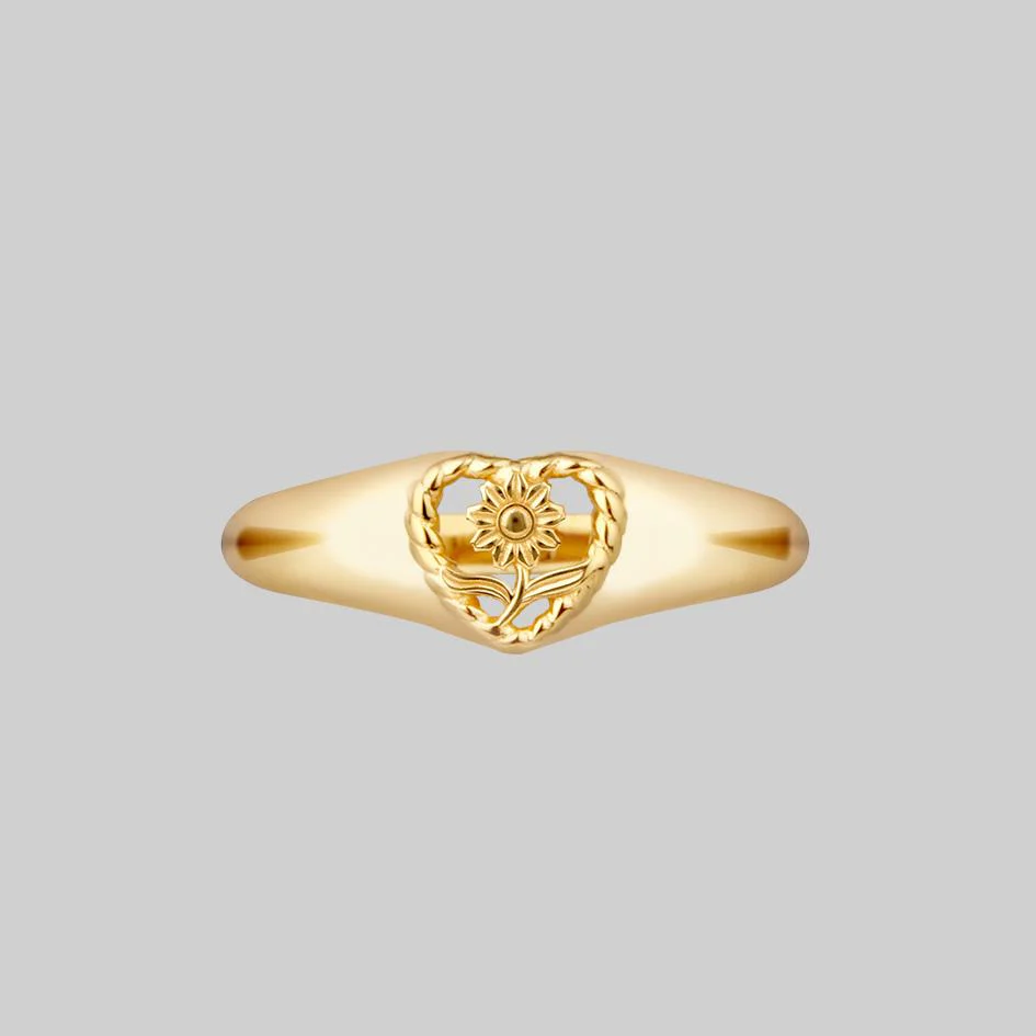 APRIL. Sunflower Heart Ring - Gold