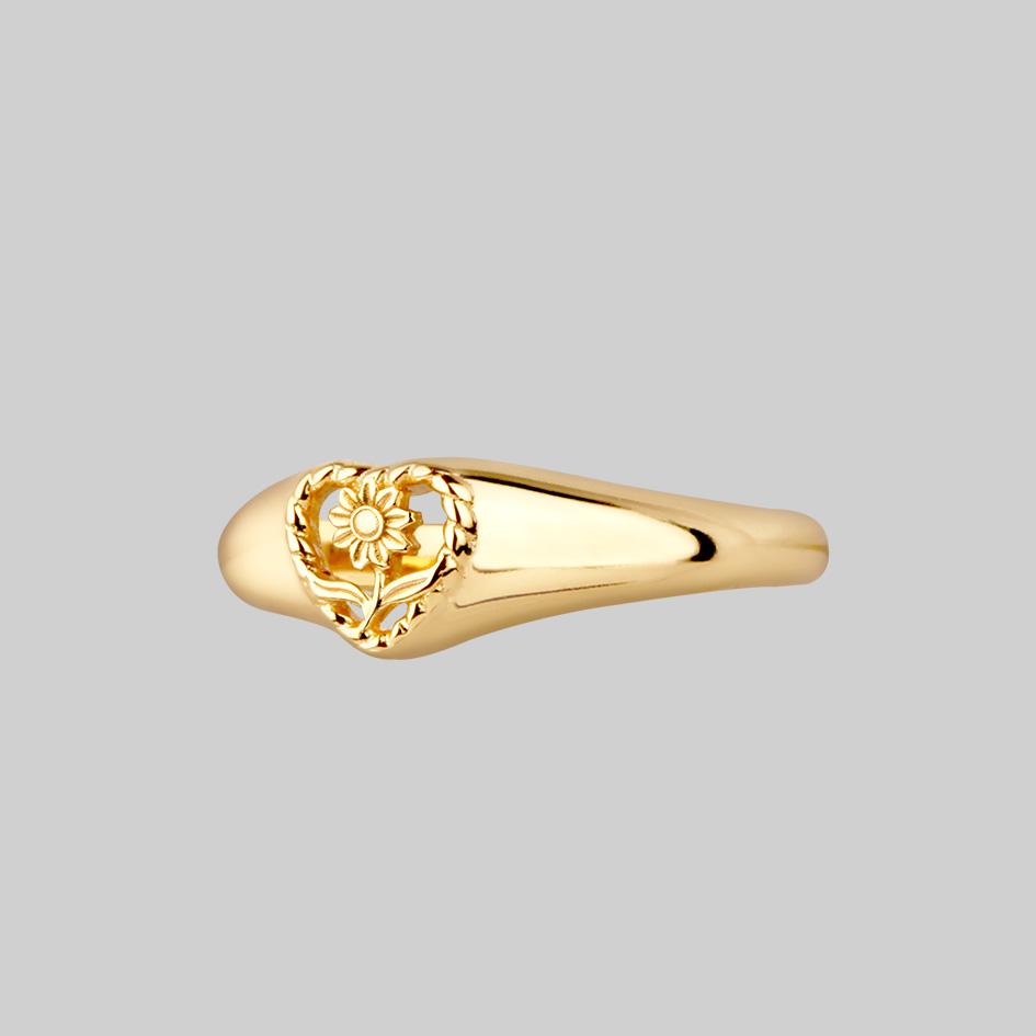 APRIL. Sunflower Heart Ring - Gold - Image 3