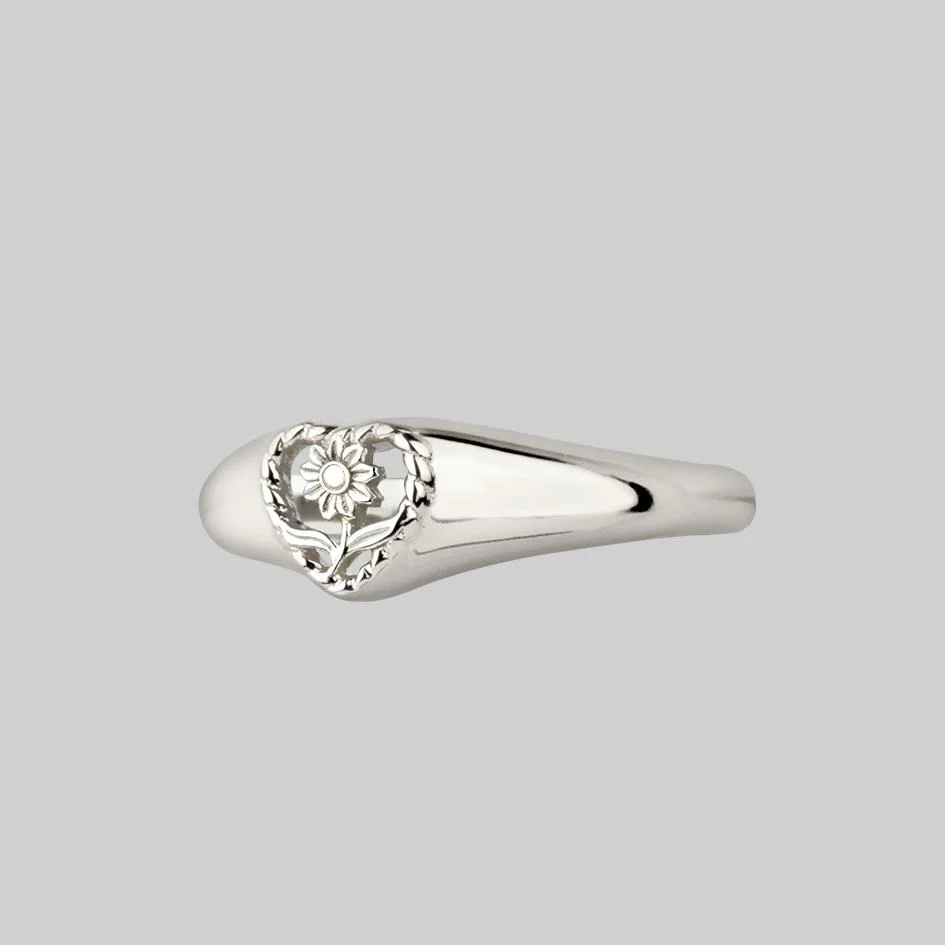 APRIL. Sunflower Heart Ring - Silver - Image 2