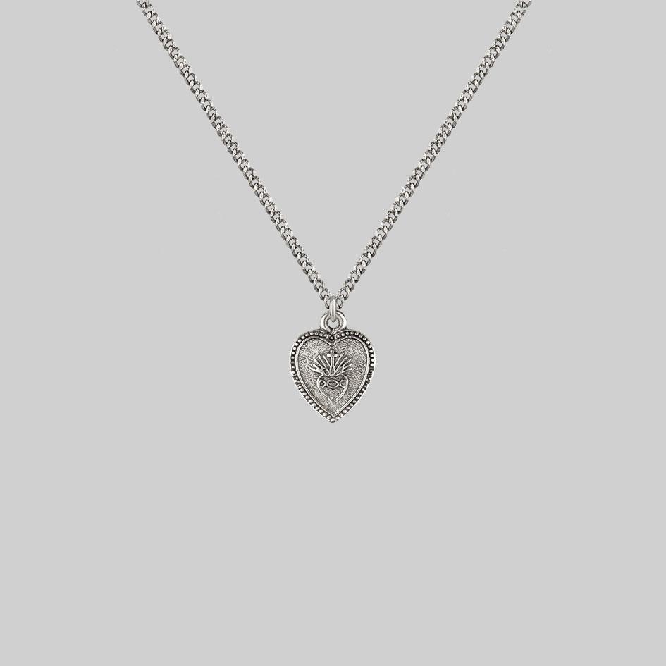 ARDOUR. Sacred Heart Charm Necklace - Silver - Image 3
