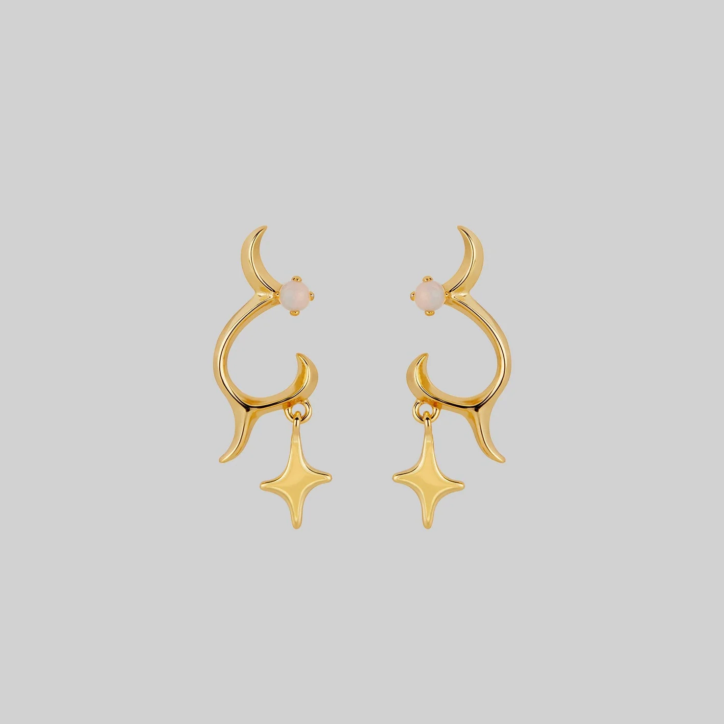 ASTRA. Abstract Waves & Stars Earrings - Gold