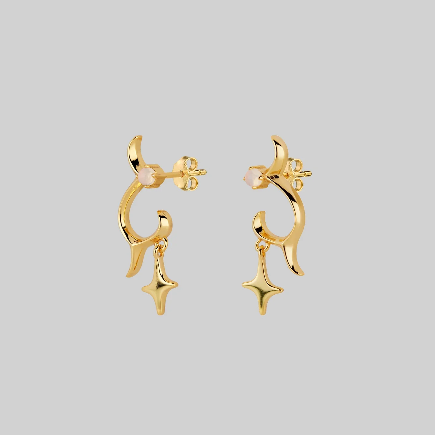 ASTRA. Abstract Waves & Stars Earrings - Gold - Image 3