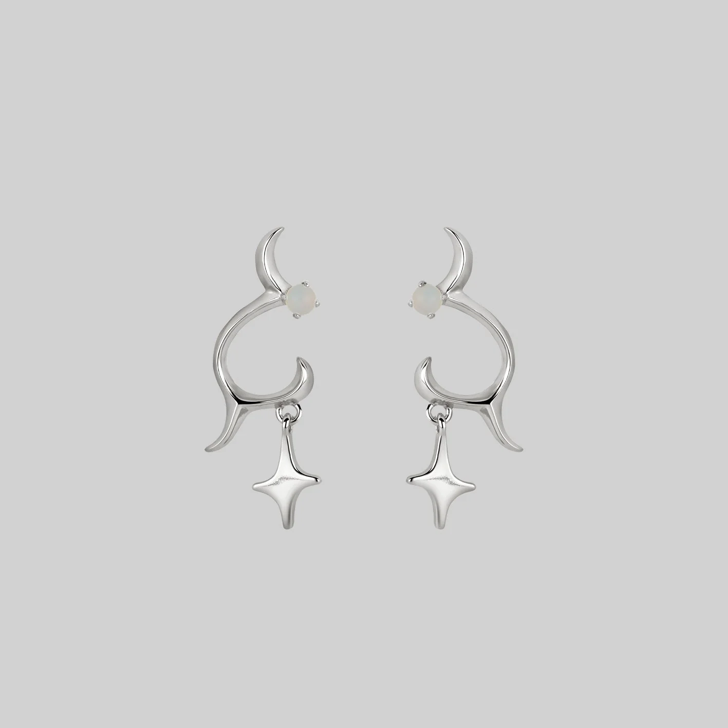 ASTRA. Abstract Waves & Stars Earrings - Silver - Image 2
