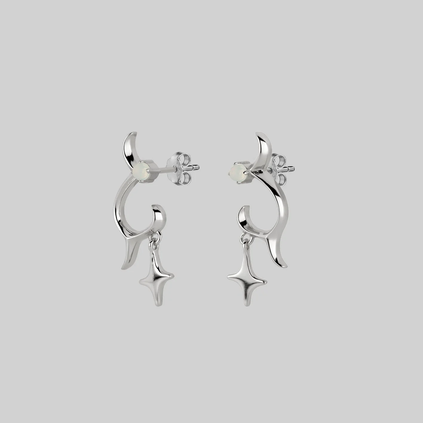 ASTRA. Abstract Waves & Stars Earrings - Silver - Image 3