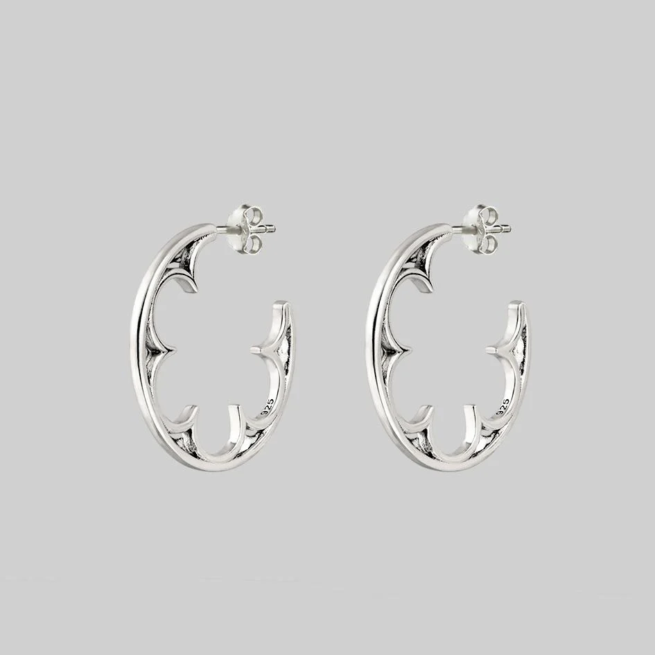 ATONE. Gothic Window Hoop Earrings - Silver - Image 2