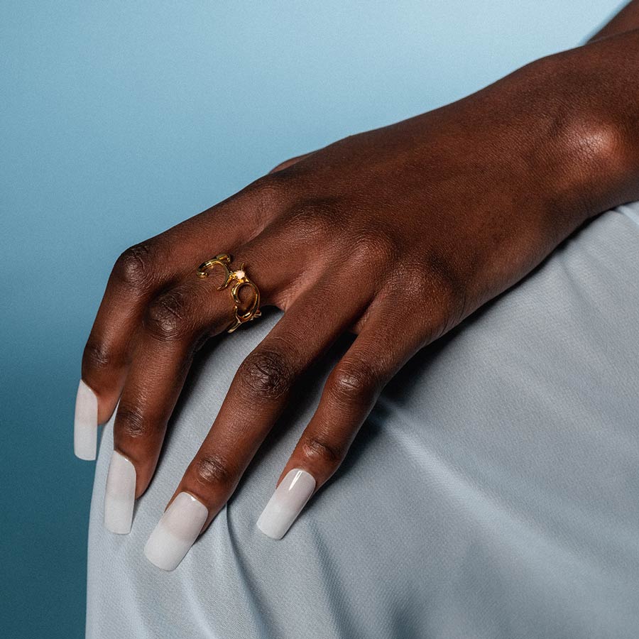 AURORA. Cosmic Waves Opalite Ring - Gold - Image 2