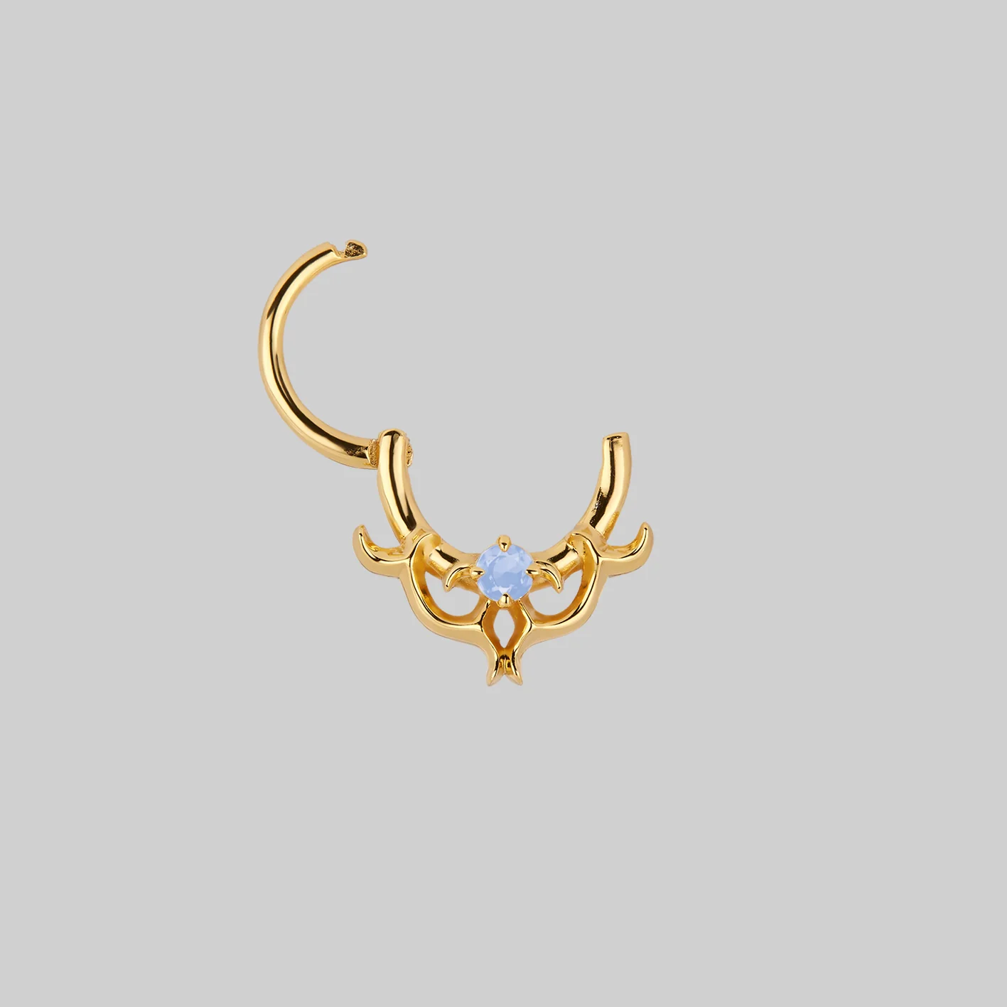 AURORA. Cosmic Waves Opalite Septum Clicker Ring - Gold - Image 3