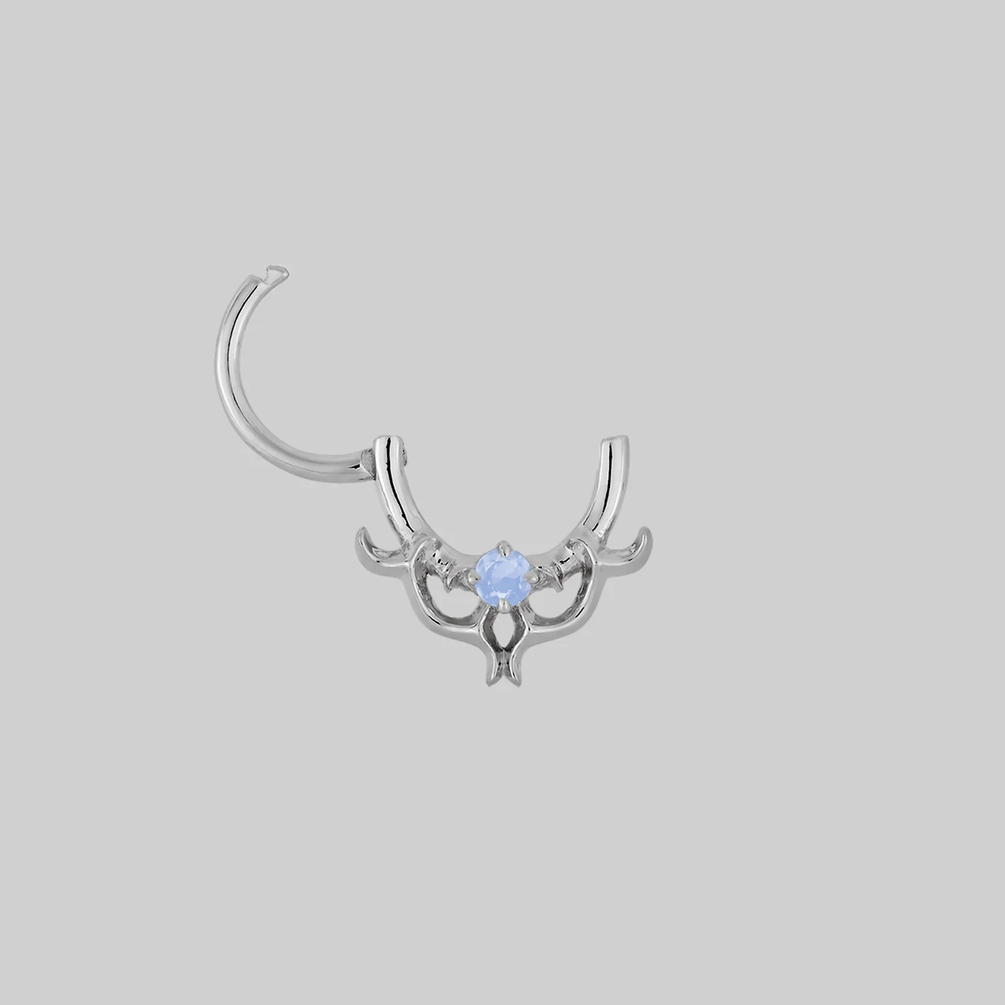 AURORA. Cosmic Waves Opalite Septum Clicker Ring - Silver - Image 3