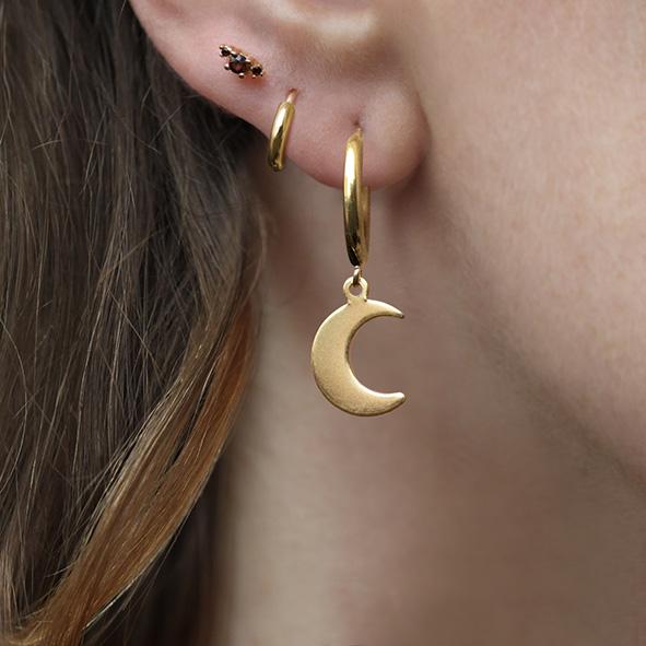 AYSU. Mini Moon Hoop Earrings - Gold - Image 2