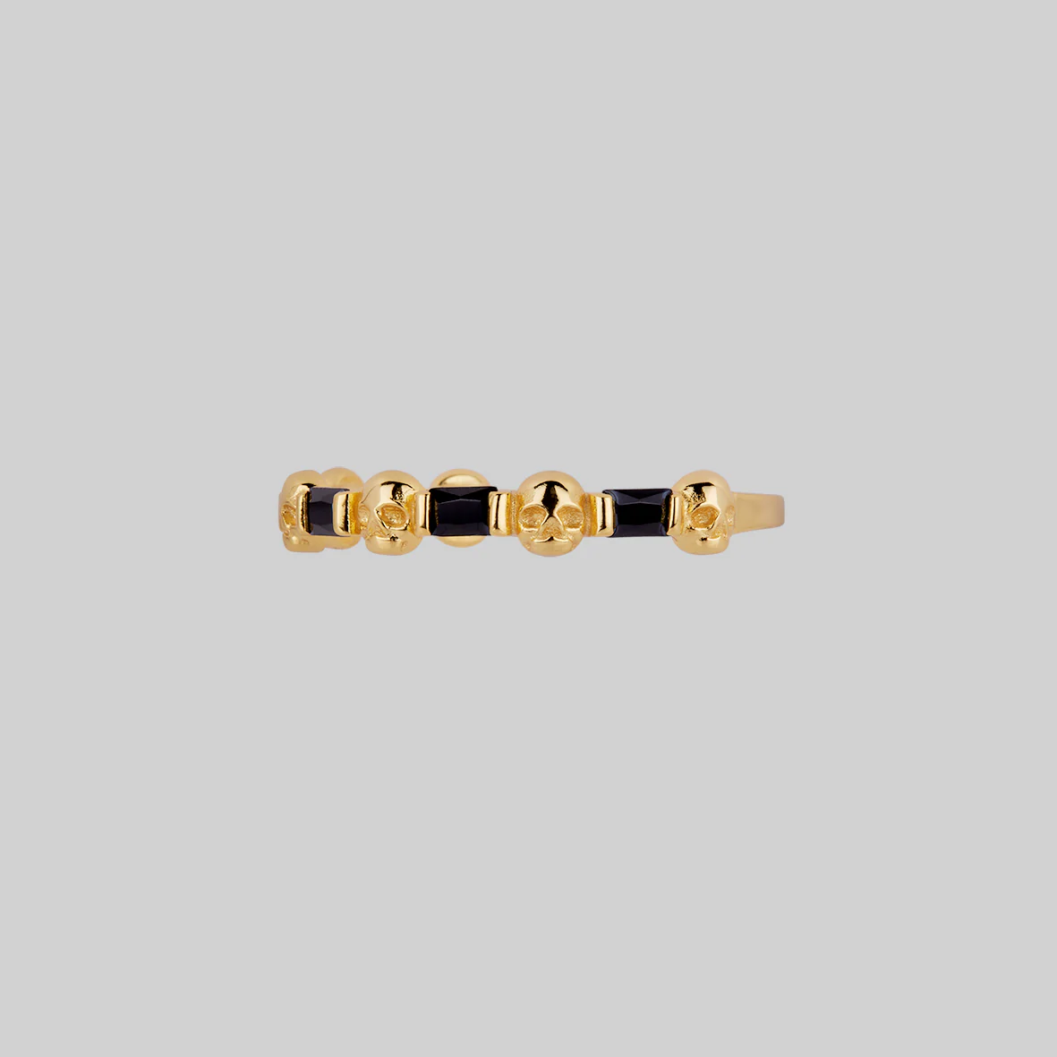 BEAUX. Tiny Skull & Black Spinel Band Ring - Gold - Image 3