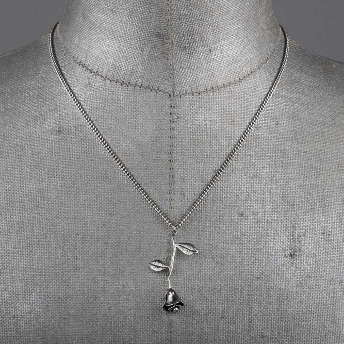 BELLADONNA. Rose Stem Charm Necklace - Silver - Image 4
