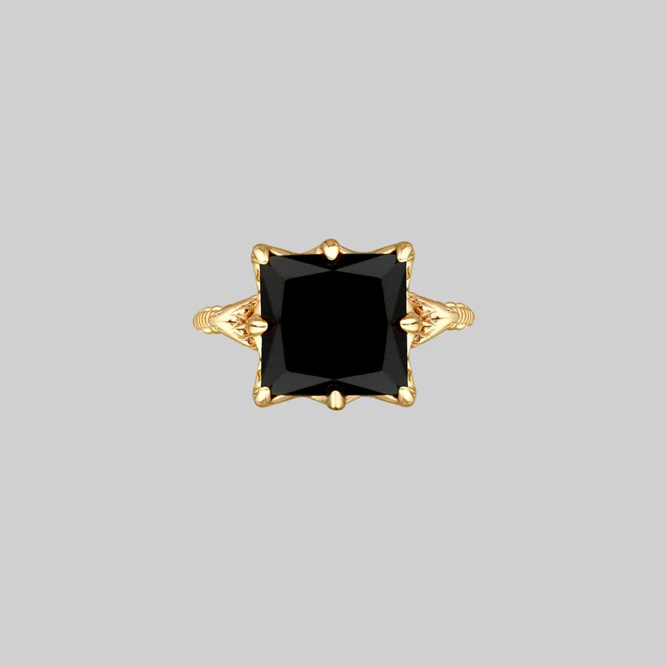 BITTERSWEET. Double Serpent Onyx Ring - Gold - Image 2