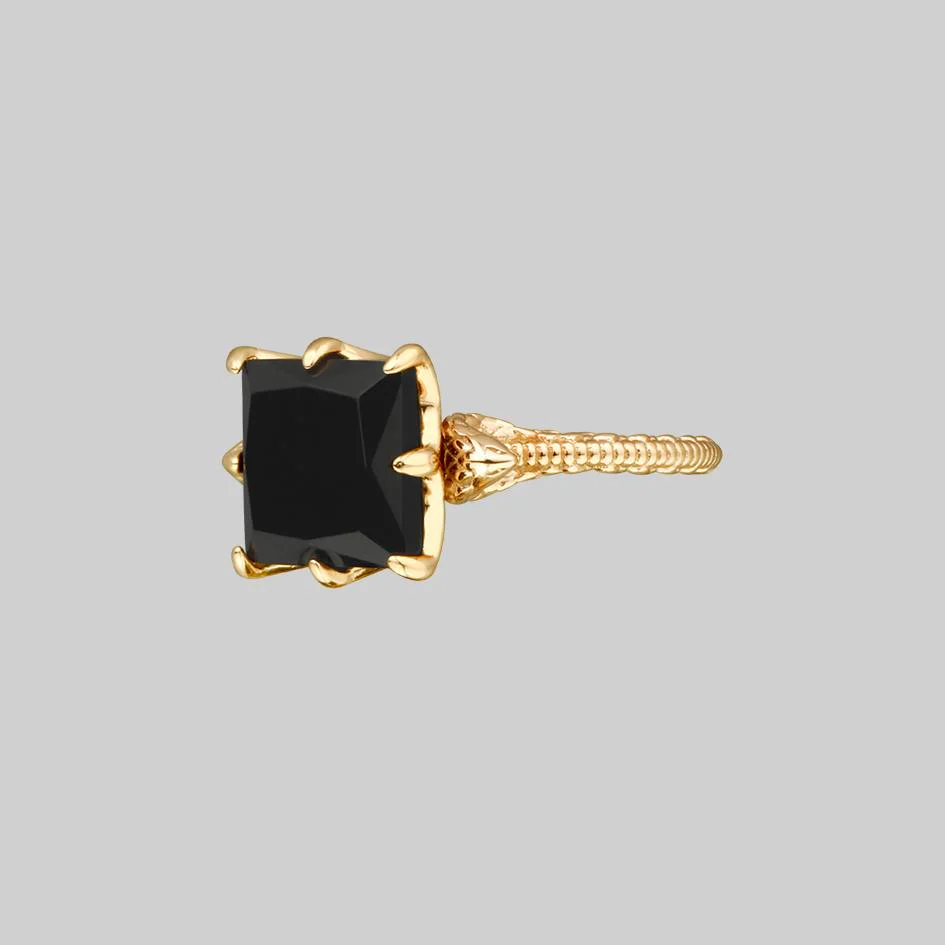 BITTERSWEET. Double Serpent Onyx Ring - Gold - Image 3