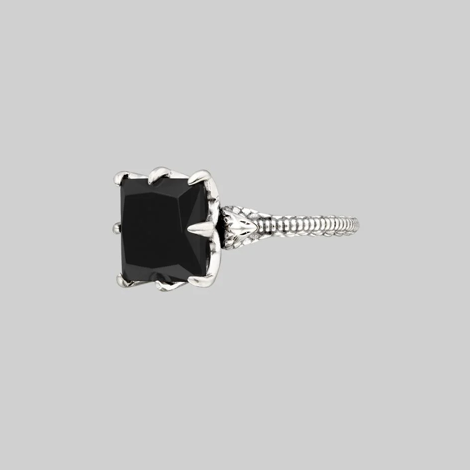 BITTERSWEET. Double Serpent Onyx Ring - Silver - Image 3