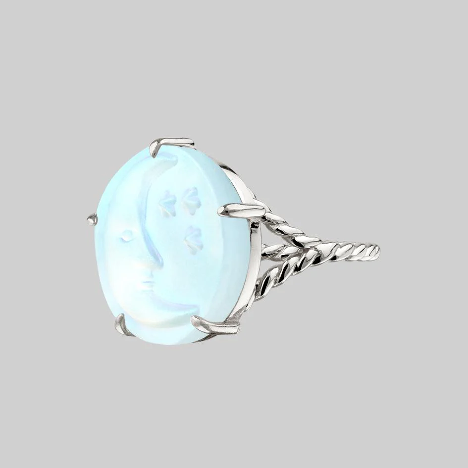 BLUE MOON. Crystal Moon & Star Ring - Silver - Image 3
