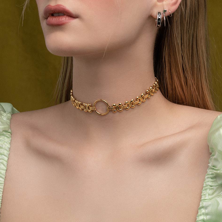 BRIDGET. Fancy Link Chain Choker - Silver - Image 2