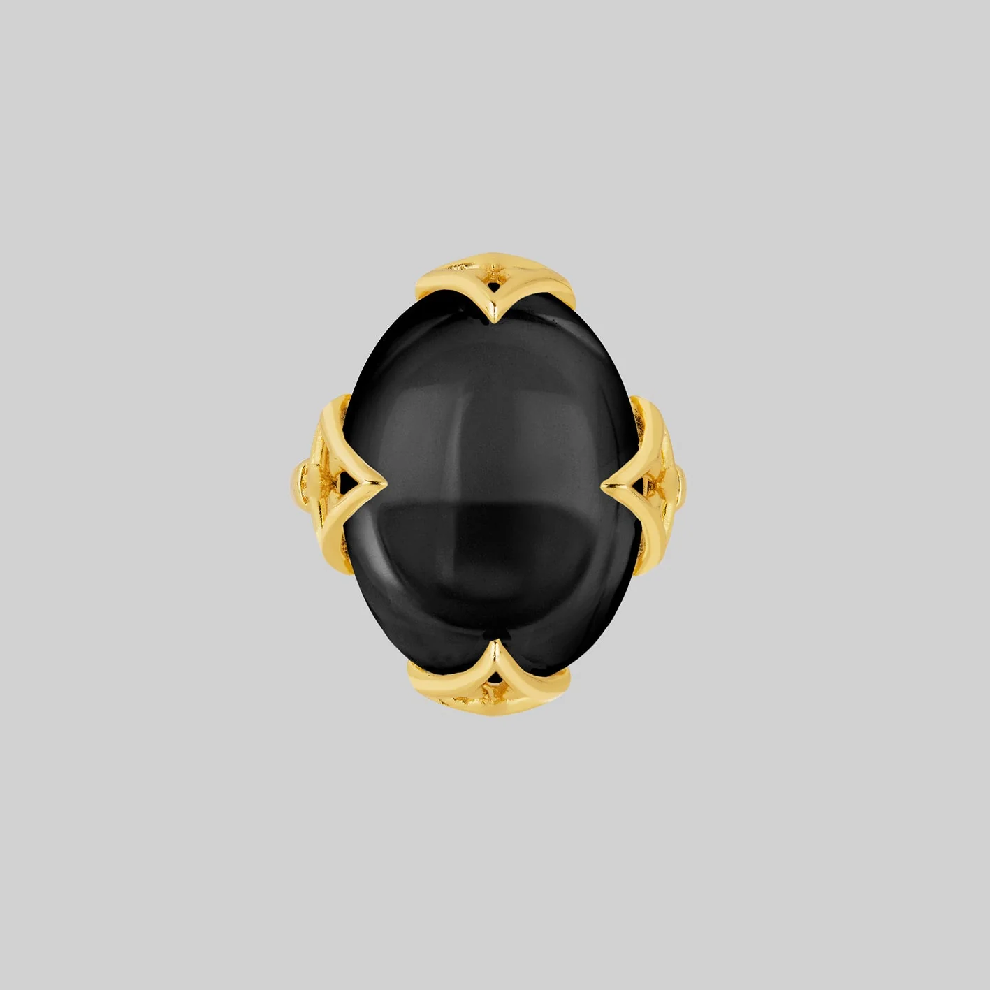 CIRCINUS. Gothic Black Onyx Ring - Gold - Image 2