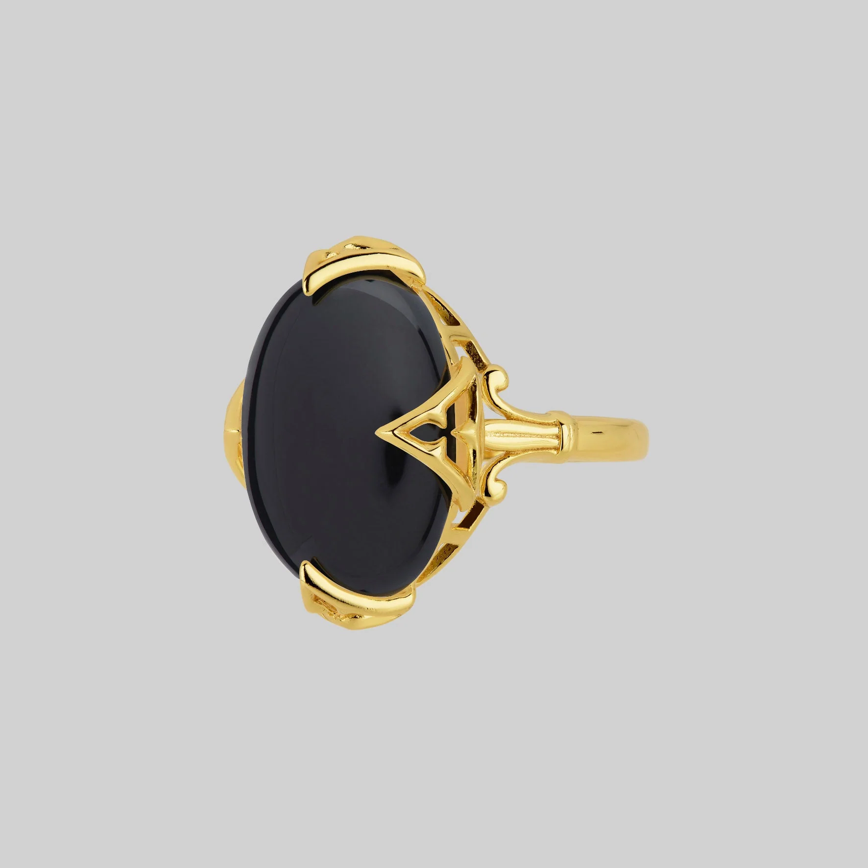 CIRCINUS. Gothic Black Onyx Ring - Gold - Image 3