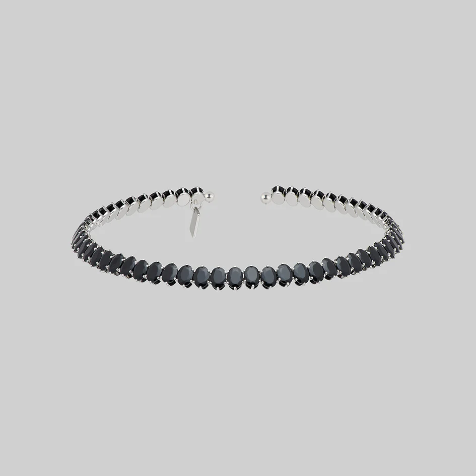 CIRQUE. Black CZ Torque Collar - Silver