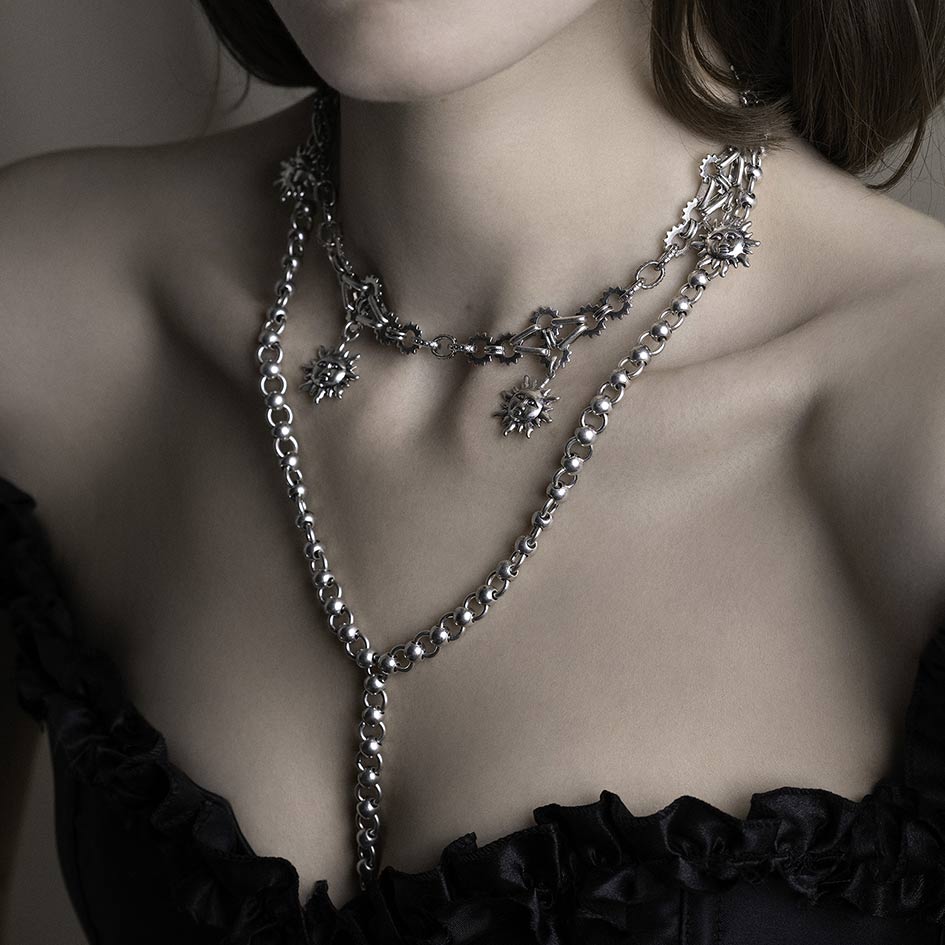 CLARA. Solar Charm Collar - Silver - Image 2