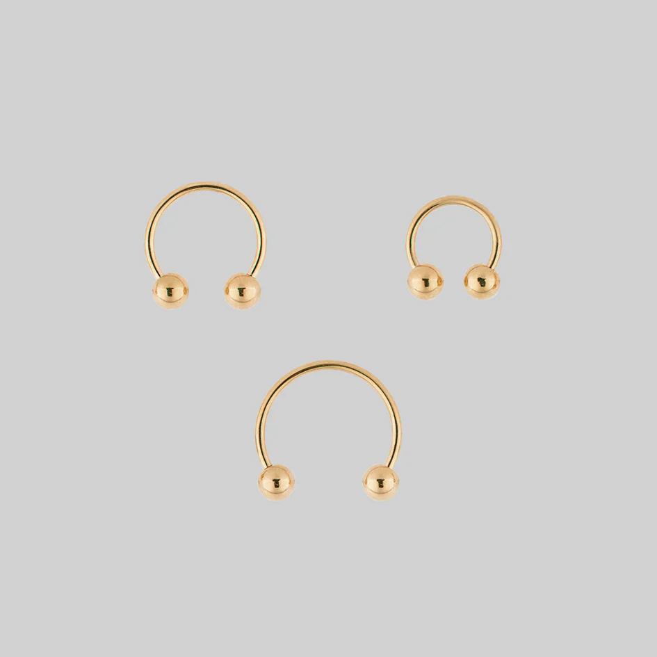 CLEO. Circular Titanium Barbell Ring - Gold - Image 14