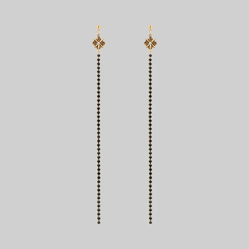 CLOVER. Dazzle Chain Drop Earrings - Gold - Image 2