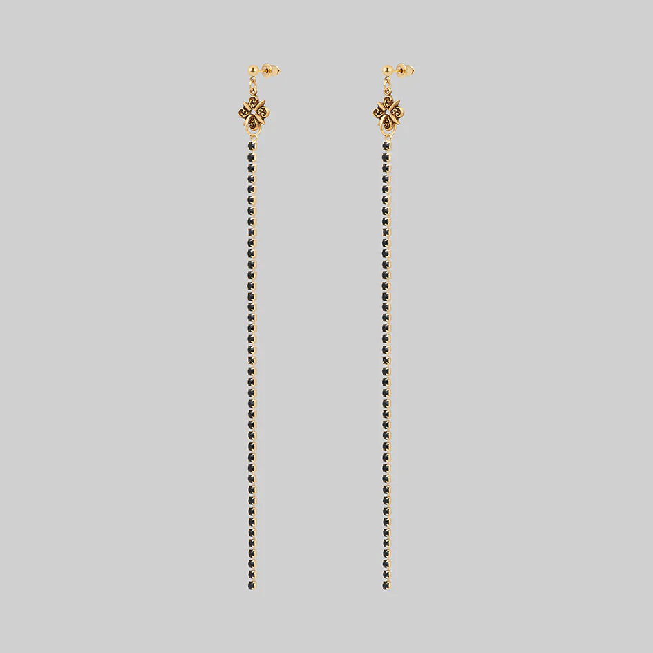 CLOVER. Dazzle Chain Drop Earrings - Gold - Image 3