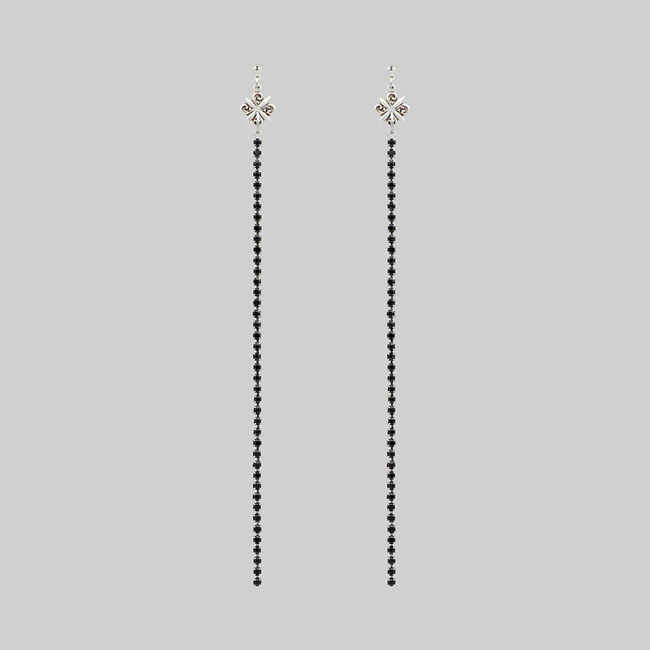 CLOVER. Dazzle Chain Drop Earrings - Silver