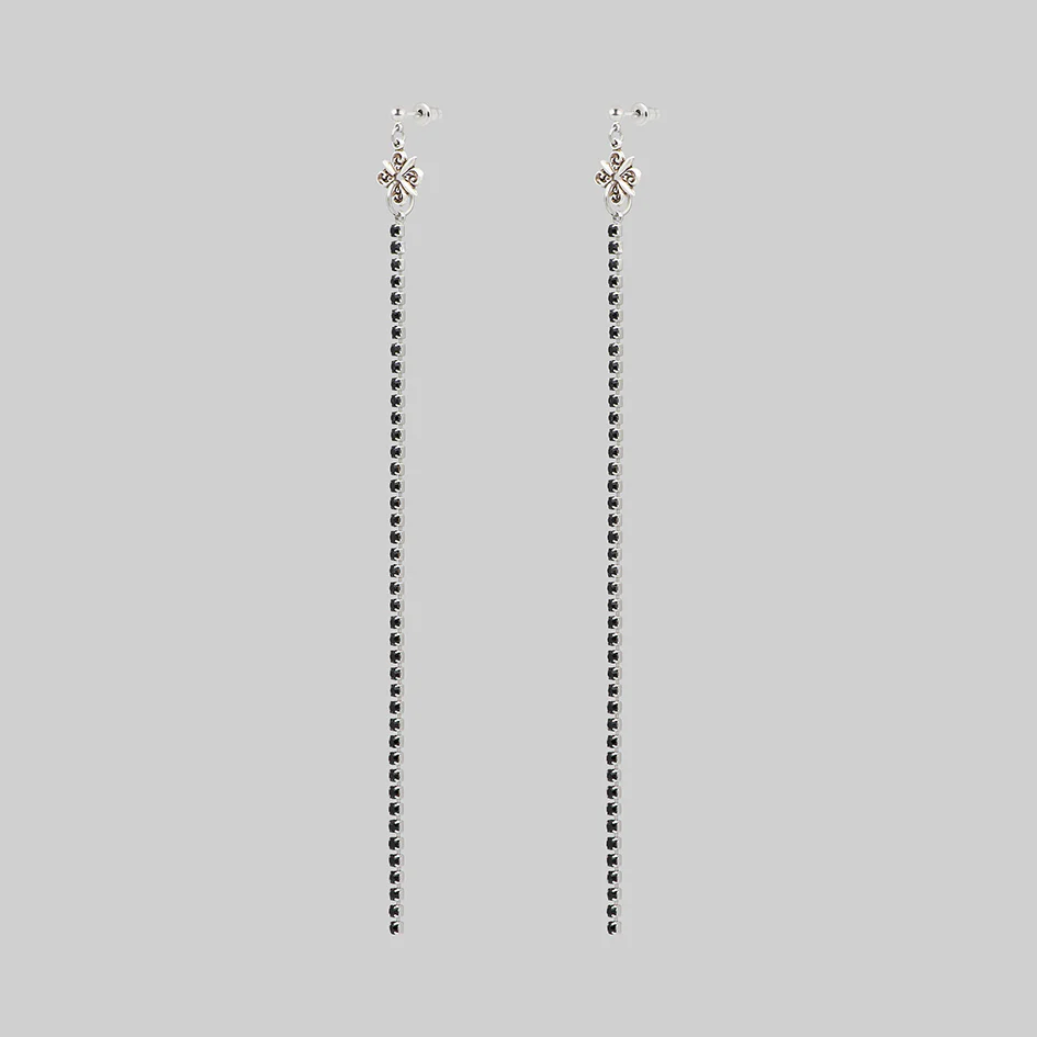 CLOVER. Dazzle Chain Drop Earrings - Silver - Image 3