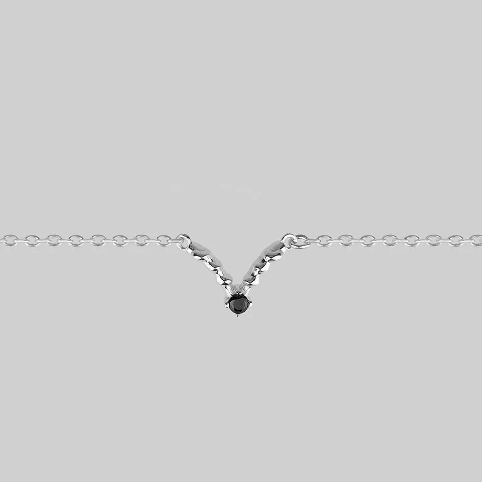 CUPID. Black Spinel Chevron Collar - Silver - Image 3