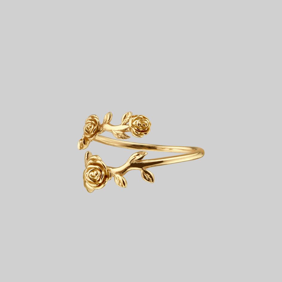 DAMASK. Rose Foliage Wrap Ring - Gold - Image 3