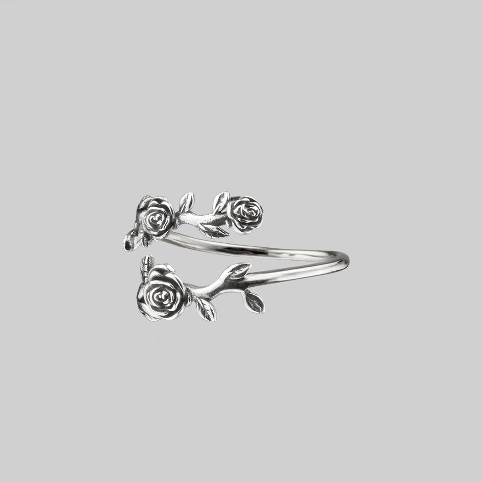 DAMASK. Rose Foliage Wrap Ring - Silver - Image 3