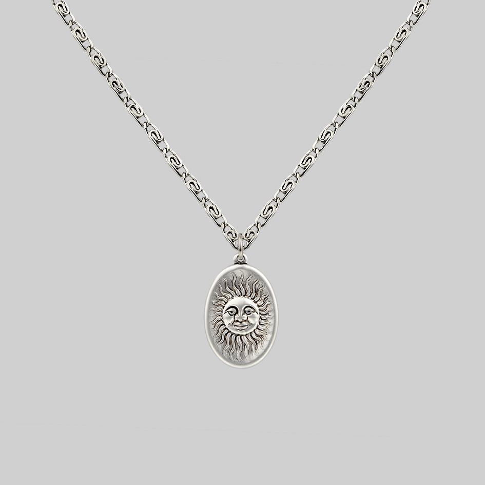 DAWN. Symbolic Sun Face Necklace - Silver - Image 3