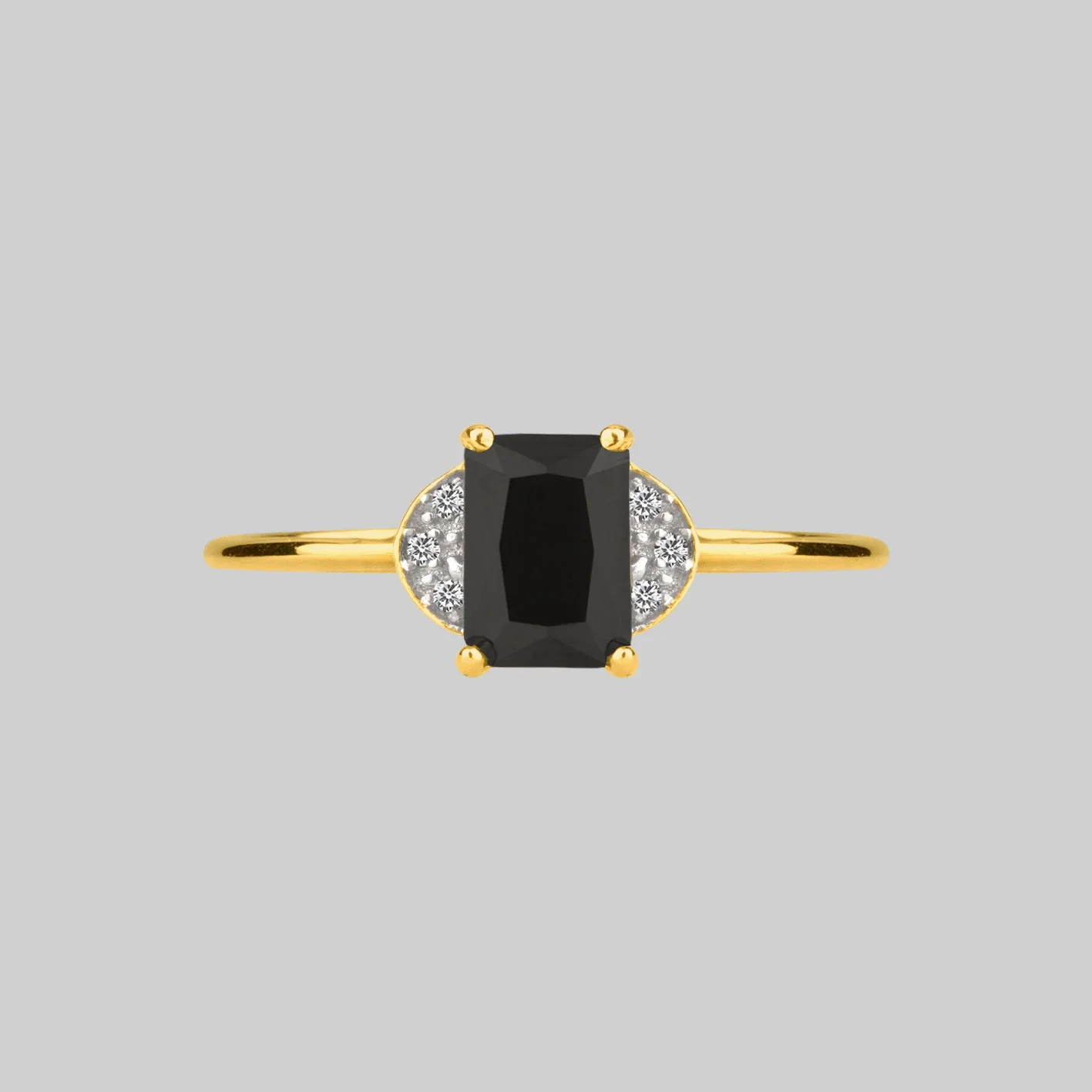 DECOR. Black Spinel Ornamental Ring - Gold - Image 2